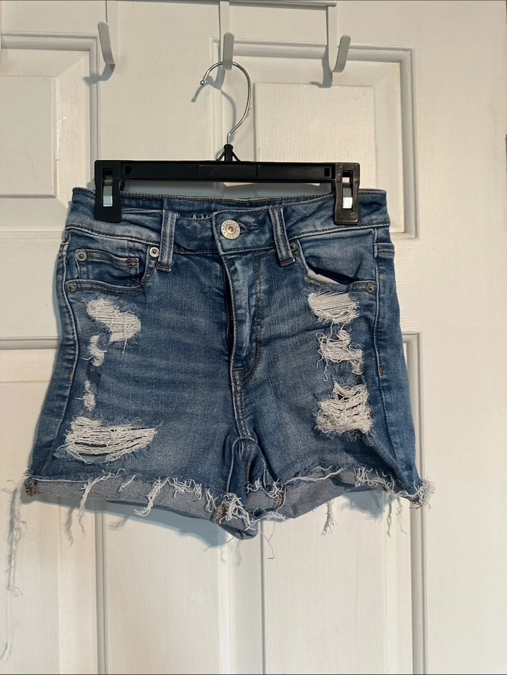 American Eagle hi rise shortie Jean shorts size 0